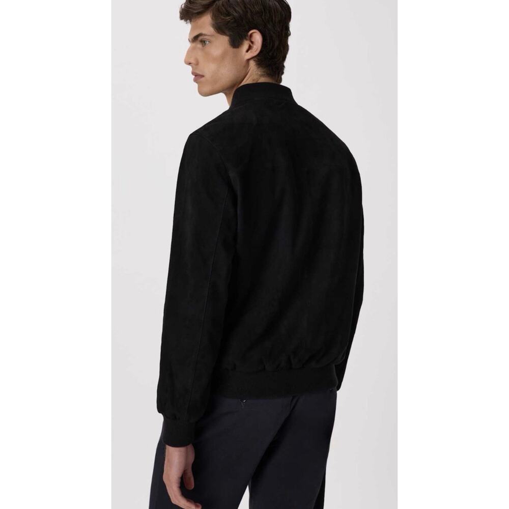 NWT Quince Men 100% Goat Suede Bomber Jacket •Men L• True Black Coat $225 - Picture 5 of 10